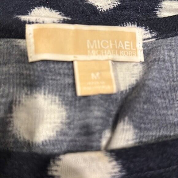 Michael Kors Tee Shirt Womens Medium Blue White Rayon Cap Sleeve Stretch Basic - Picture 8 of 9